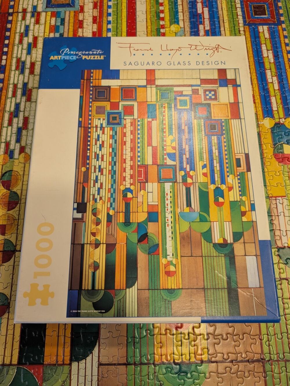 Frank Lloyd Wright Saguaro Glass Design Pomegranate Art Piece 1000 Pc COMPLETE